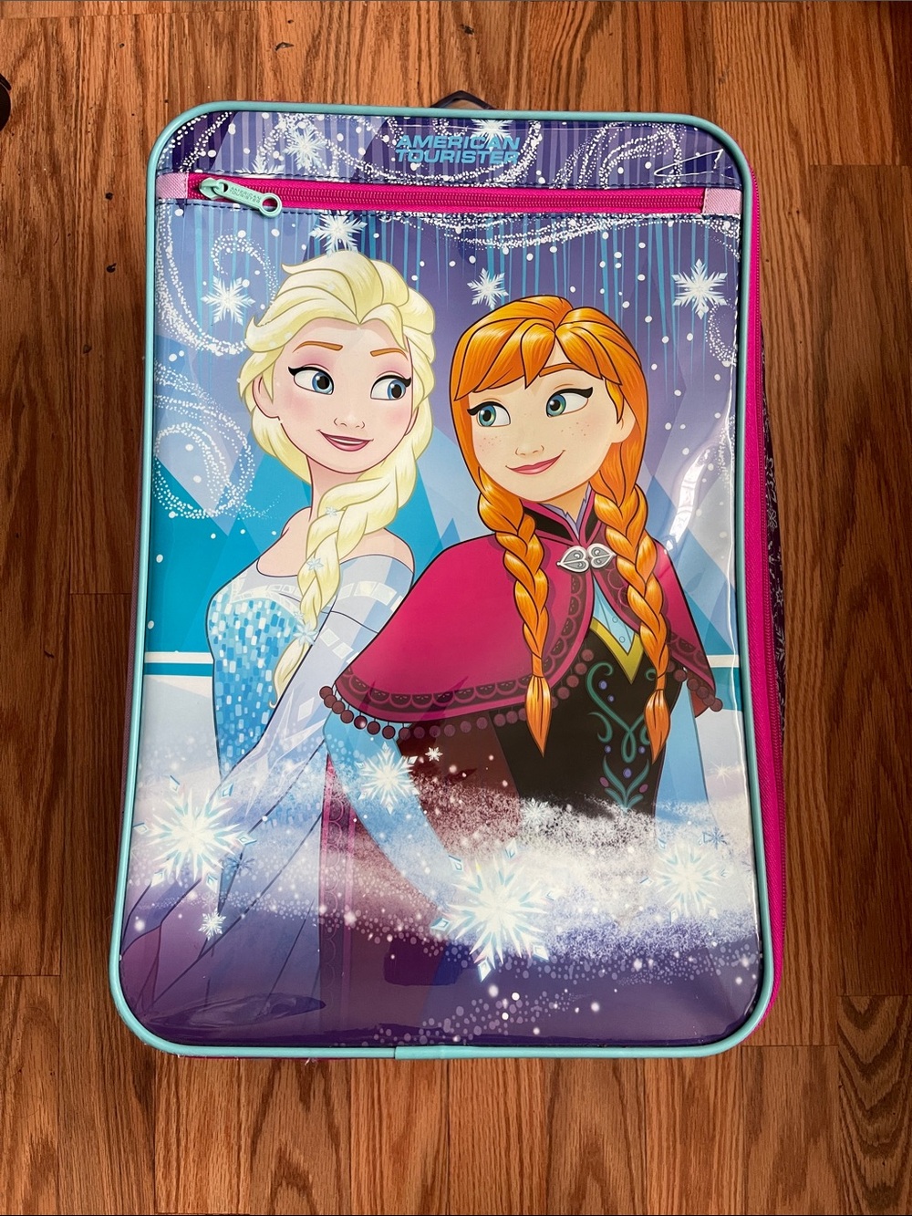 American Tourister Disney’s Frozen Kids Rolling Carry-On Suitcase- Blue & Purple